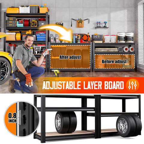 Beefy 5 Tier Heavy Duty Metal Garage Shelving Unit Adjustable Steel Shelves 71 Inch High 32 Inch Wide 14 Inch Deep Ultra Sturdy Storage Rack For Garage Warehouse Basement Pantry And Industrial Organizers Up To 2051 Lbs Capacity in garage with adjustable shelves