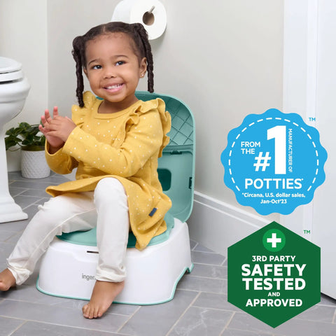 Fast Track Potty Training With This Game Changing 3 In 1 Potty Seat That Transitions From Floor Chair To Toilet Topper And Rugged Step Ladder Featuring A Quick Pour Removable Pot For Toddlers Eighteen Months Plus, girl using potty seat.