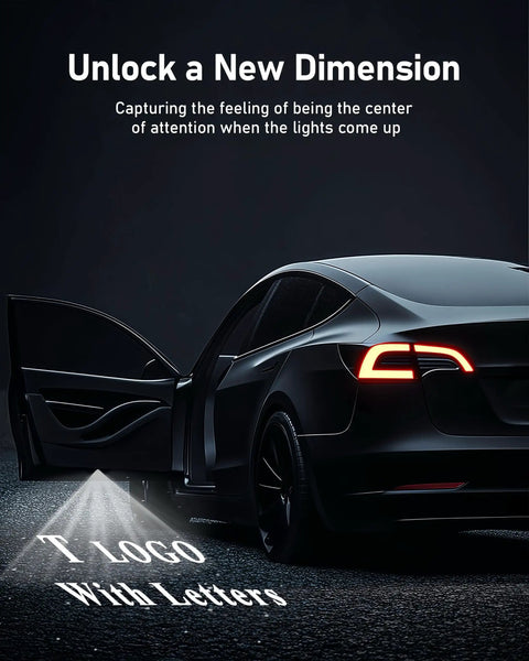 4K Car Door Lights Logo Projector Kit For Tesla Models Y X S 3 Highland Juniper Dope Ultra Bright OEM Style Puddle Lights 3D