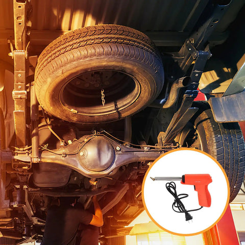 Car undercarriage with All In One Plastic Welding Tool Kit For Cars, Easy To Use Bumper Repair Welder overlay