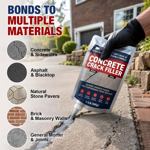 Heavy Duty Concrete Crack Filler Self Leveling Cement Sealant Gray Caulk For Driveways Sidewalks Patios in use on concrete crack.