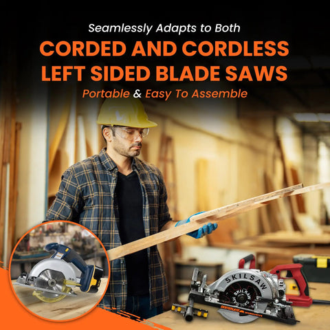 Rolling Circular Saw Guide and Cut Setter For Left Blade Saws Glide On Roller System For Smooth Identical Cuts Adjustable