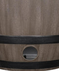 Close-up of circular opening on Brown Resin Garden Hose Pot With Removable Drain Plug, showcasing grain texture and weather resistant finish.