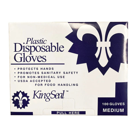 1000 Count Medium Disposable Polyethylene Food Handling Gloves Powder Free Latex Free No Sweat Grip With Heavy Duty Quick Change Pop Out Tray Sweet Bulk Deal For Kitchen Deli Garage packaging design with text and branding details
