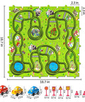 64 Piece Puzzle Race Track Car Set For Toddlers And Kids Ages 3 To 6 With 3 Sliding Cars City Themed Puzzle Tracks Toy