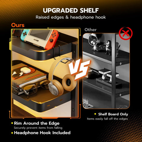 Comparison of 2 Tier Clamp On Desk Shelf 16 Inch Wide Adjustable Above Or Under Desk Storage Holds 66 Lbs with headphone holder