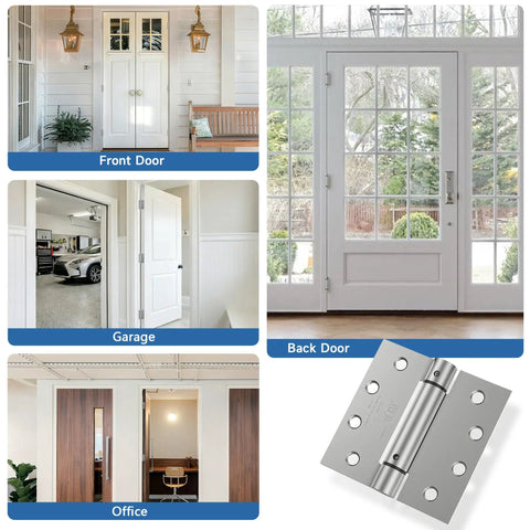 Spring Loaded Self Closing Door Hinges 4.5 Inch Brushed Nickel For Exterior And Garage Doors Built To Last with examples