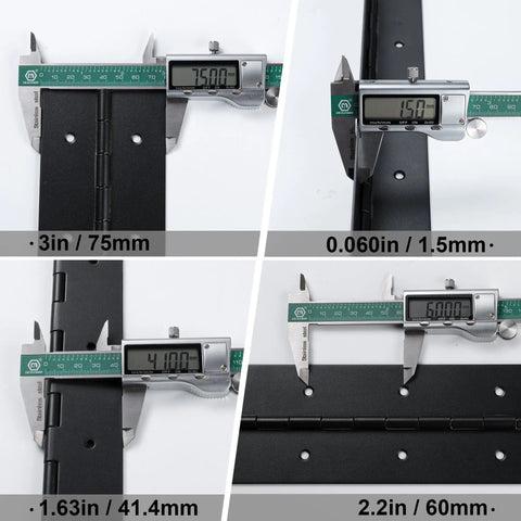 Beefy 48 Inch By 3 Inch Black Stainless Steel Piano Hinge 0.060 Inch Thick For Heavy Duty Cabinets Doors Toolboxes Wooden Boxes Metal Plates Furniture And Industrial Projects, 3in width