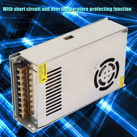 Durable 12V 30A LED Switching Power Supply Adapter With Aluminum Alloy Case Heavy Duty Power Driver For Industrial Equipment Home Appliances And Mechanical Instruments Efficient Dual Cooling, silver housing with fan