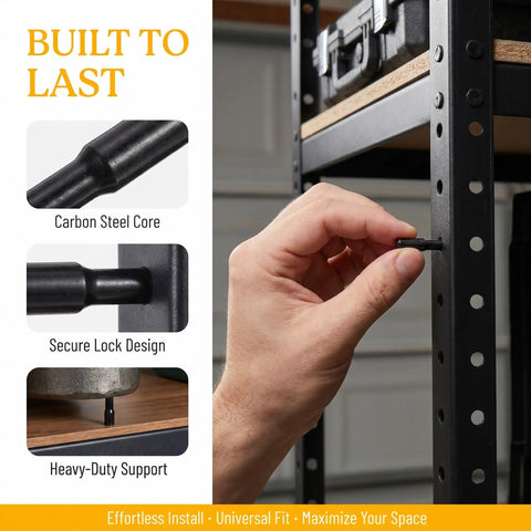 Inserting 24 Pack Shelf Pins For Cabinets And Wardrobes, 1/4 Inch Carbon Steel Dowel Pins With Rubber Covers into shelf