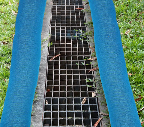 Sediment Filter Sock For Erosion Control And Storm Drain Protection, 5 Inch Diameter By 10 Foot Length, Blue, Flexible Debris Barrier