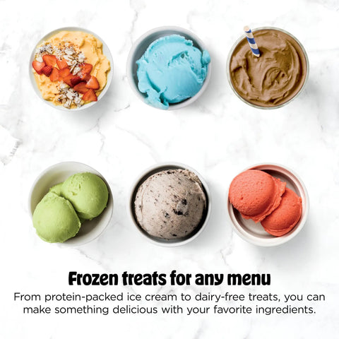 Ultimate Seven In One Frozen Treat Machine That Goes Hard On Cravings Includes One Touch Programs To Whip Up Creamy Gelato Sorbet And Smoothie Bowls Plus Mix Ins For Dessert Perfection with colorful frozen treats in bowls.