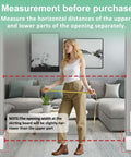 Person measuring door width for Extra Wide Walk Through Baby Gate Pressure Mounted With Extension For Doorways And Kitchen And Living Room Auto Close Hold Open 90 Degree Safe Toddler And Pet Gate For Large Openings