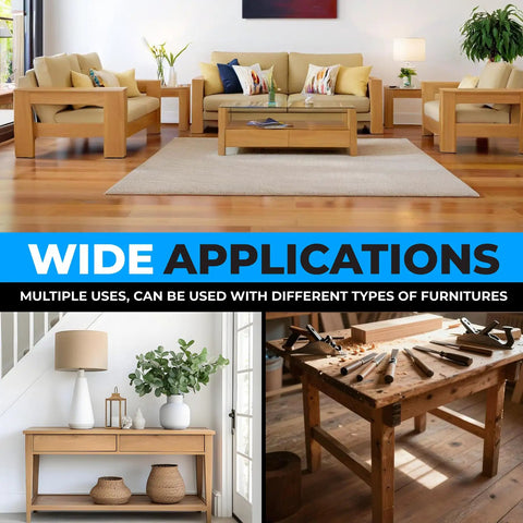 Various furniture stabilized by Sturdy True Metric M8 Heavy Duty Leveling Feet With A 2 Inch Wide Base, indoor and outdoor use.
