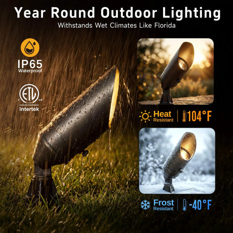 Brass Outdoor Landscape Spotlight Kit, Low Voltage 12V Wired LED Uplights, Waterproof Outdoor Spot Lights For Trees And Garden