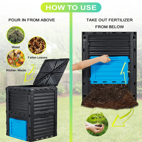 80 Gallon Garden Compost Bin Made From Durable PP Material Easy Assembly With Vented Design For Faster Fertile Soil