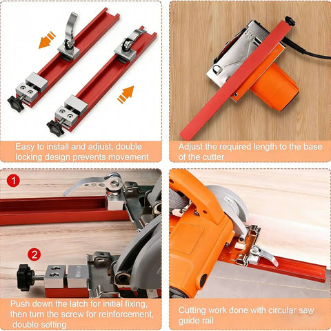 Circular Saw Guide Rail For Woodworking Adjustable Aluminum Base Rock Solid No Wobble 11.81 Inch Base Electric Saw Guide