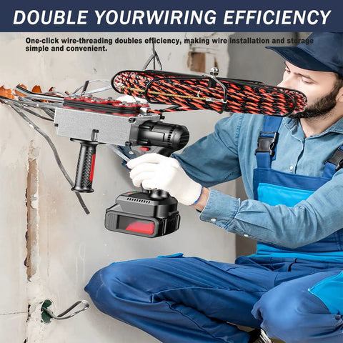 Heavy Duty Cordless Cable Puller With Wireless Brushless Motor For Easy Pipe Threading And Wall Wiring Jobs On Conduit Or Communication Lines Made Simple in use with wire.