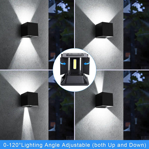 20W 6000K LED Wall Sconce Up And Down Exterior Lighting with angle adjustment on wall, detail of inner COB LED.