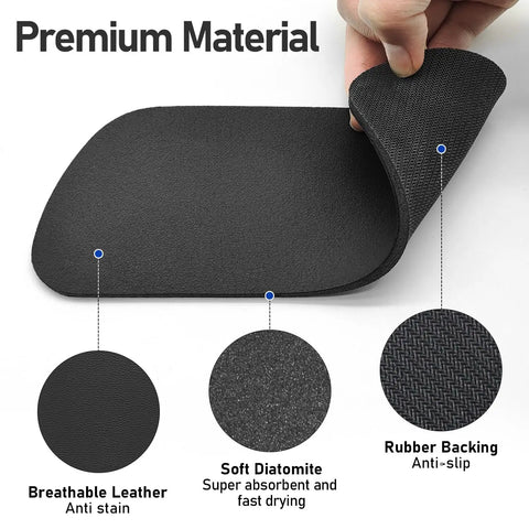Refrigerator Drip Tray Catcher 2 Pack Cuttable Mats 8.3 By 3.1 Inch with breathable leather top and anti-slip rubber backing