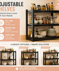 4 Tier Metal Kitchen Shelf with Adjustable Baker's Rack Organizer 44H X 20W X 14D Heavy Duty Steel Shelving with dishes