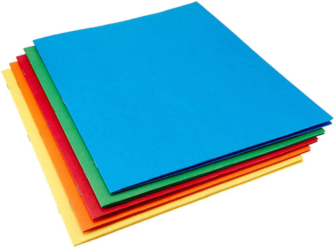 Legit Twin Pocket Folders With Strong Two Prong Fastener And Quick Business Card Slot Holds Letter Size Sheets In Fresh Assorted Colors, including blue, green, red, orange, and yellow.