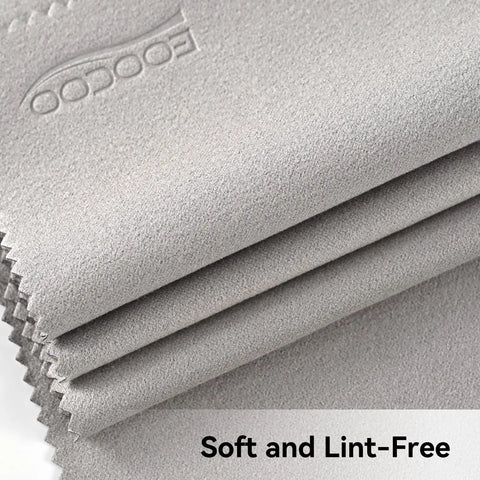 Ultra Soft Microfiber Cleaning Cloths 3 Pack For Eyeglasses, Phones, Screens, close-up showing lint-free material.