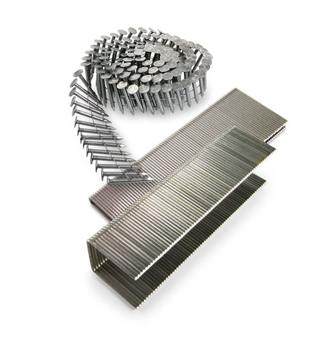15 Gauge Wire Coil Roofing Nails With Full Round Head And Annular Ring Shank For OSB Or Plywood Roof Decks, 1-3/4 In, 304 Stainless Steel