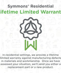 Symmons Residential Lifetime Limited Warranty information graphic with logo.