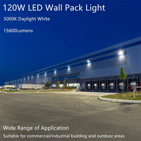 Beefed Up Bright 120W LED Wall Pack Dusk To Dawn Security Light For Outdoor Use illuminating parking lot