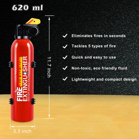 Portable Mini Fire Extinguisher 2 Pack With Durable Wall Mount Bracket Emergency Grab Bag Essentials For Home And Auto 620 ml size lightweight design