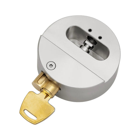 Stainless Steel Puck Lock Beefy Heavy Duty High Security Padlock With Hidden Shackle 2-7/8 Inch Wide Weatherproof Trailer Door Lock