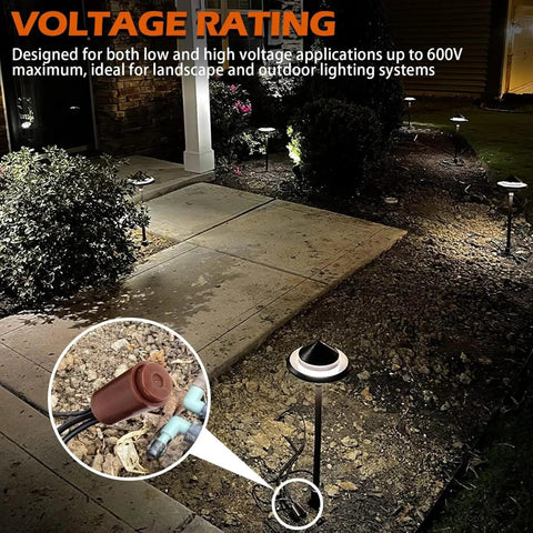Heavy Duty Dry Splice Wire Connector Crimp Sleeve 600V Rating Perfect For Secure Electrical Circuit Splices Low Voltage High Voltage Applications Includes 50 Pack With Pre Filled Sleeves For Tough Jobs Around The House And Shop in outdoor lighting splice
