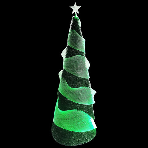 LED Fiber Optic Mesh Light Kit For Ceiling And Christmas Tree, 6 meter net lights illuminating a Christmas tree with green hue