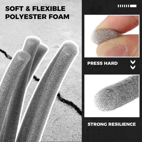 Image of Heavy Duty Foam Backer Rod Half Inch Diameter By 100 Feet Gray Roll, showcasing its soft flexibility and strong resilience.