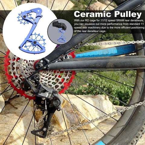 High-Performance Ceramic Bearing Guide Pulley For 11/12 Speed Derailleur, Aluminum Alloy Cage, 1x Drivetrain Upgrade, Low Friction, Durable Construction, Slick Shifts, Handles Up To 50T Cassette, Beefed-Up Performance Boost For Mountain rear derailleur pulley on mountain bike