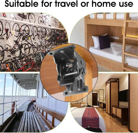 Premium Stainless Steel Folding Table Leg Brackets With Quick Release Locking Hinge for Furniture Cabinet Support showcased with various applications.