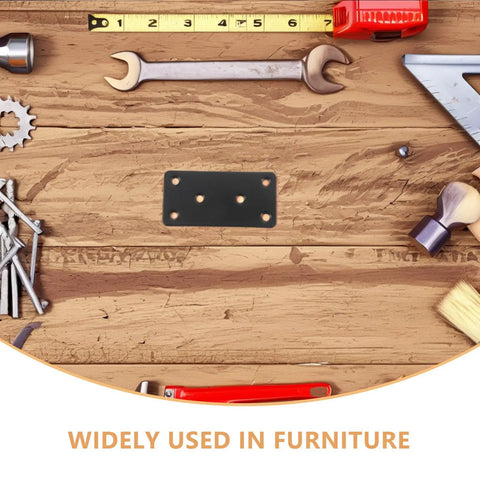Heavy Duty Stainless Steel Flat Mending Plates With Screws 10 Pack Straight Brace Repair Brackets on wooden background