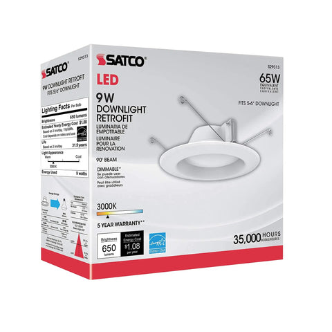 9.8W LED Downlight Retrofit Kit 5-6 Inch, 3000K Warm White, Dimmable 120V, E26 Adapter Included, 12 Pack, Solid State Recessed Lighting for Homes, Energy Efficient and Long Lasting package