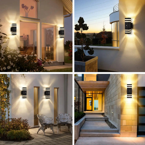 Dusk To Dawn Outdoor Wall Light Up And Down Porch Lights Outdoor Wall Mount Black Waterproof Exterior Light Fixture for house and patio