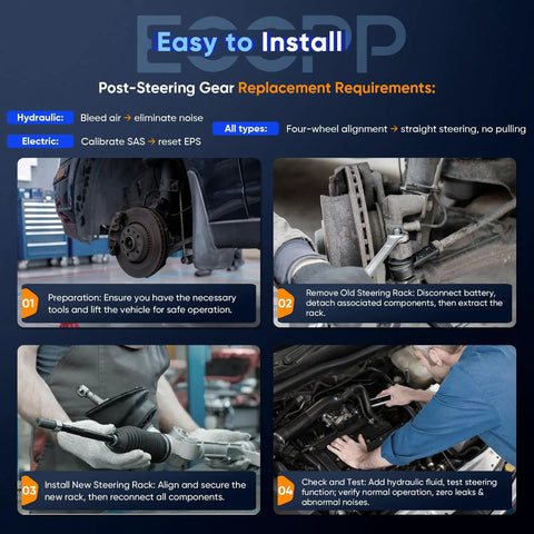 Installation steps for Street Tested Power Steering Rack And Pinion for Chevrolet Impala Monte Carlo 2000 to 2011 Plus Buick Century.