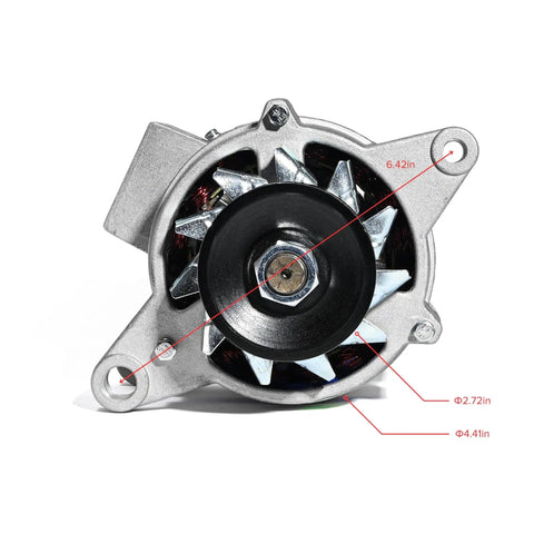 Front view of Powerful 1200W PMA Generator For Low RPM Engines, showing aluminum shell design and dimensions.