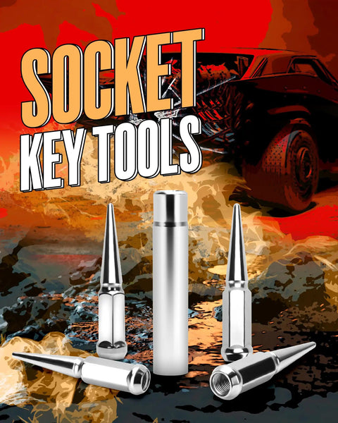 Spike Lug Nut Socket Key For Stripped Lug Nuts, 19Mm Hex Universal Drive Spike Lug Nut Socket Tool, 5 Inch Tall displayed.