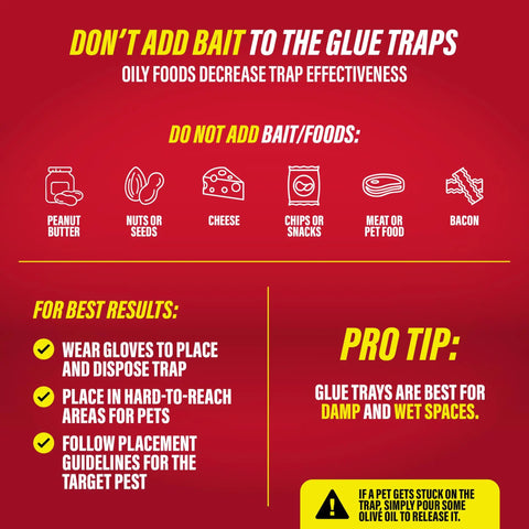 Heavy Duty Rat And Mouse Glue Traps 10 Pack Odorless Sticky Pest Control Pad instructions on bait and placement tips.