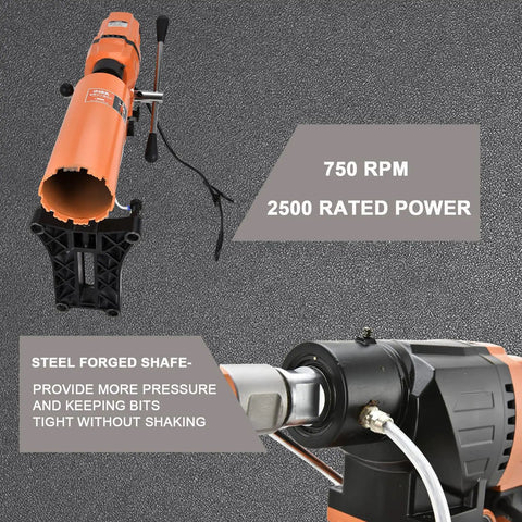 Diamond Core Drilling Machine With Bit For Wet Concrete Heavy Duty 8 Inch Core Drill Rig With Stand Wheel 750 RPM