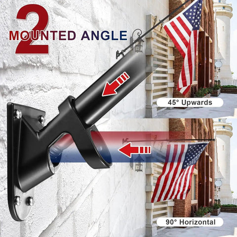 All In One Outdoor Flag Kit With 5ft Heavy Duty Flag Pole Holder 3x5 Embroidered American Flag Stainless Steel Pole Wall Mount Bracket