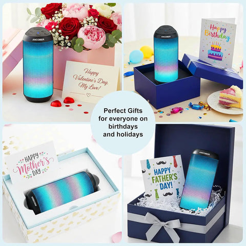 20W Portable Bluetooth Speaker With Crankin Loud Stereo Sound, 8 LED Light Modes displayed as gift in boxes for birthdays and holidays