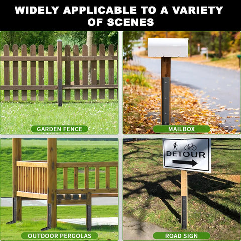 Two Pack Heavy Duty Fence Post Repair Kit With Adjustable Thickened Metal Anchors And Anti Rust Coating For Fixing Tilted Or Broken Wooden Posts In Farms Gardens And Estates