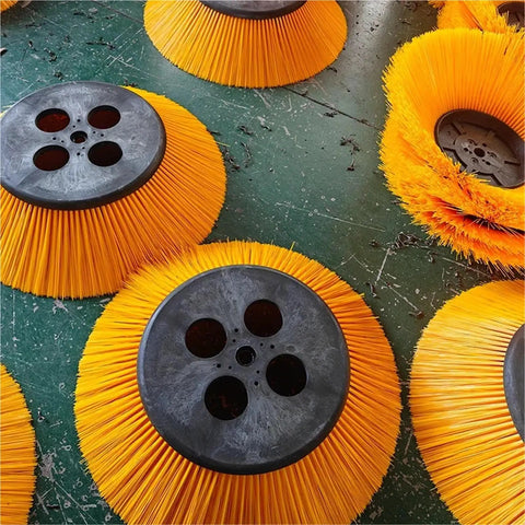 Ride-On Floor Sweeper Side Brush Replacement Part In Four Sizes D180 X400mm, D210 X450mm, D260 X500mm, And D130 X350mm. Heavy duty bristle sweeper brushes.