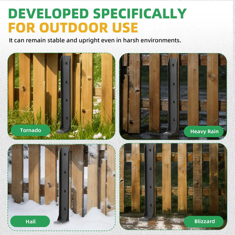 Heavy Duty Fence Post Repair Kit With Galvanized Steel Stabilizers and Rust Resistant Yard Boosters shown with outdoor stability features.